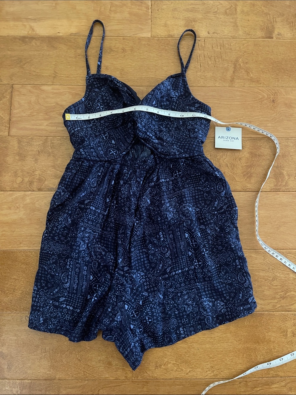 New Arizona Jean Company Navy Printed Cami Romper